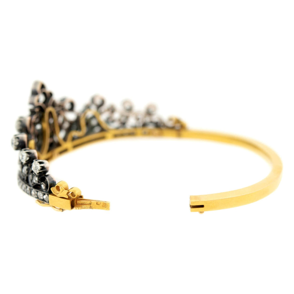 Victorian French 18k/Sterling Mine + Rose Cut Diamond Convertible Tiara Bracelet