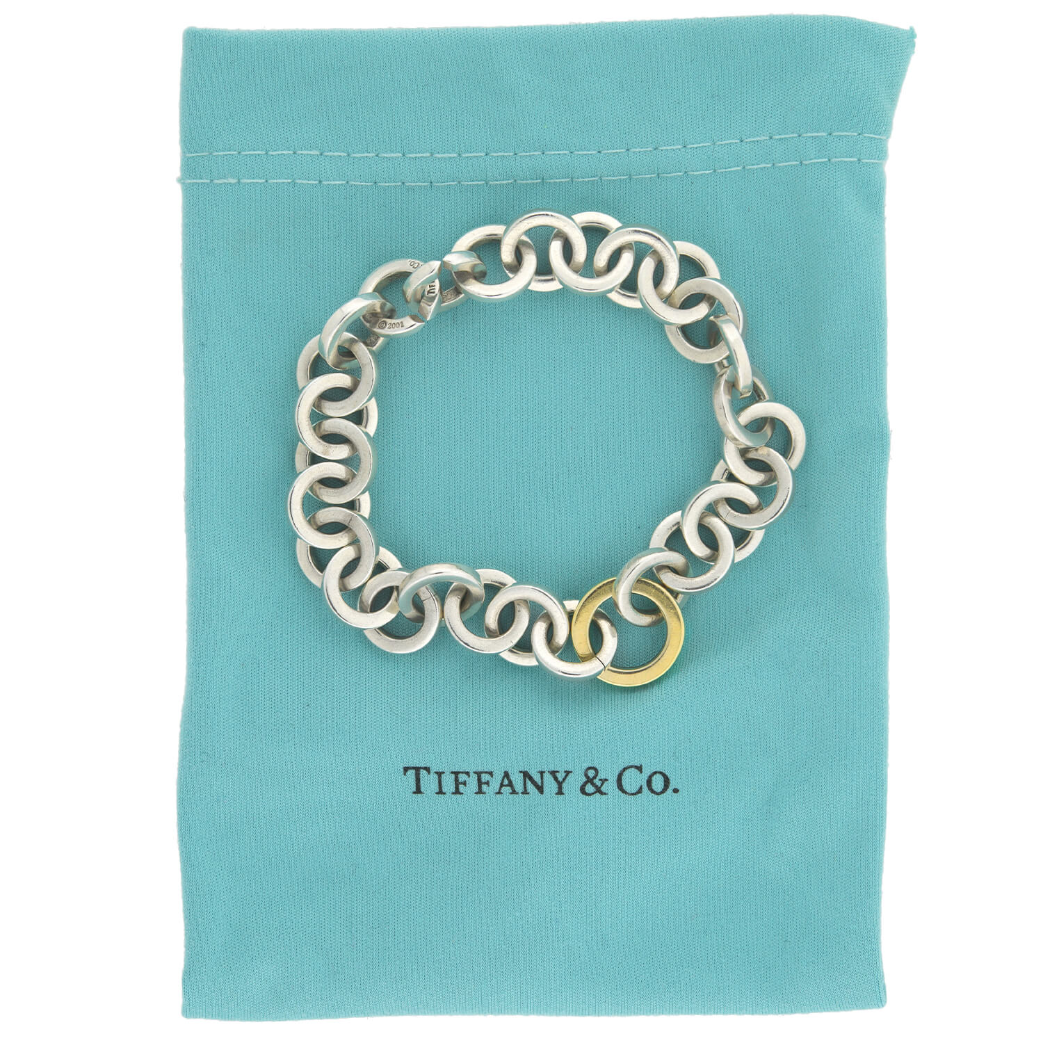 TIFFANY & Co. Estate 18kt/Sterling Interlocking Link Bracelet