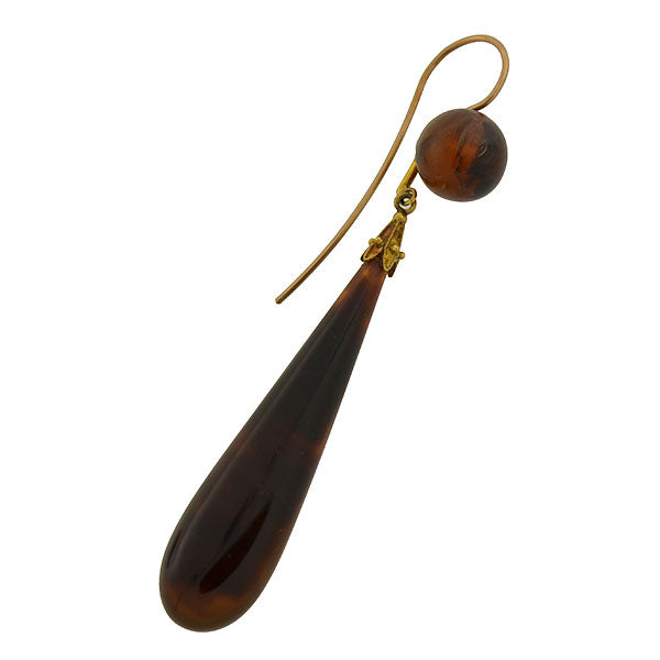 Victorian Dramatic Teardrop Tortoise Shell Earrings