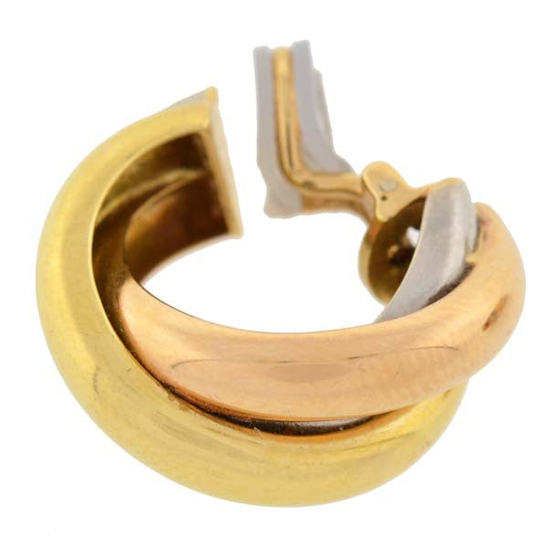CARTIER 18K Estate 3-Tone Trinity Hoop Clip Earrings