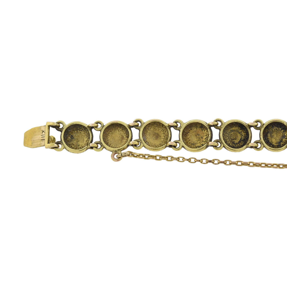 Victorian 14kt Turquoise Textured Button Link Bracelet