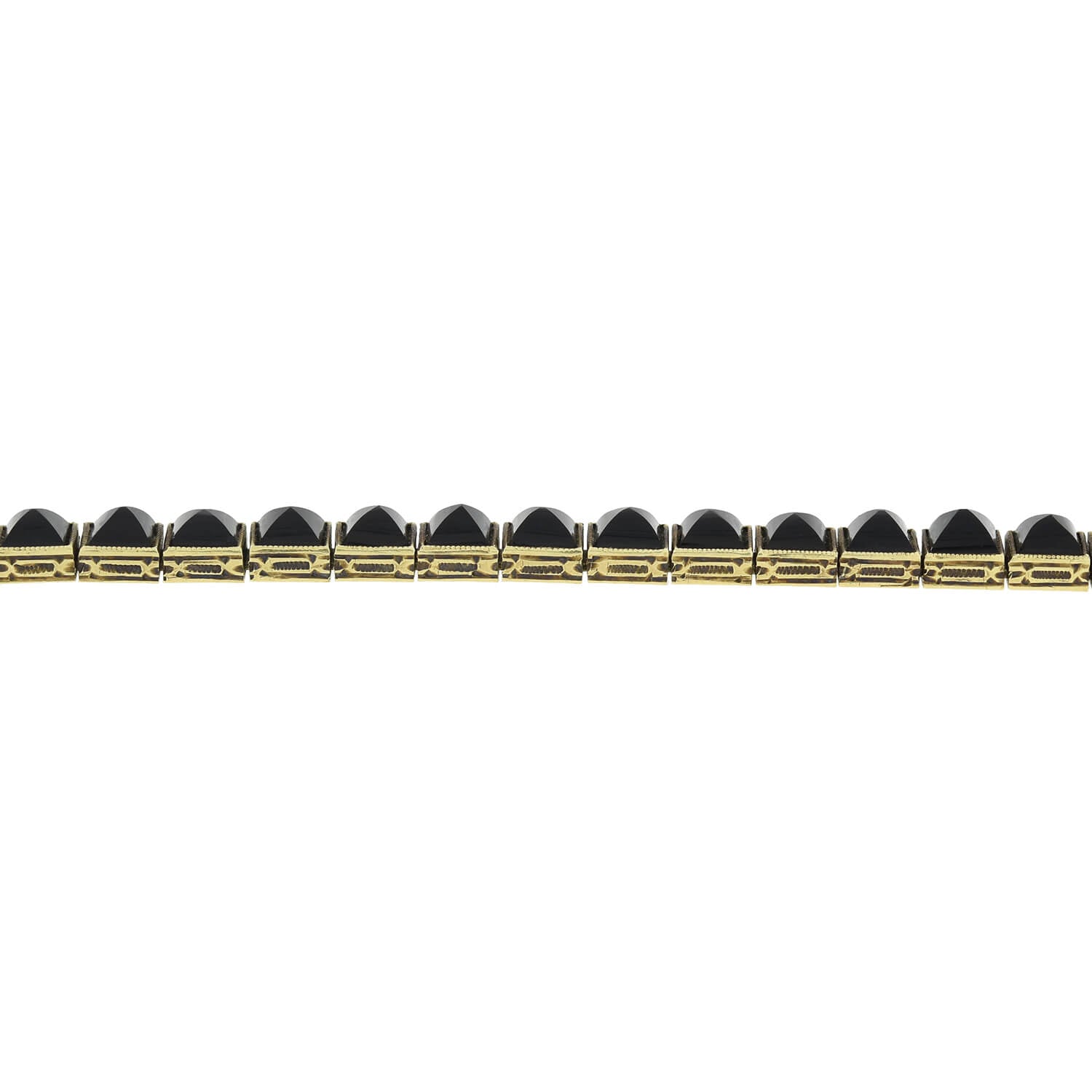 Victorian 14kt Pyramidal Cut Onyx Link Bracelet