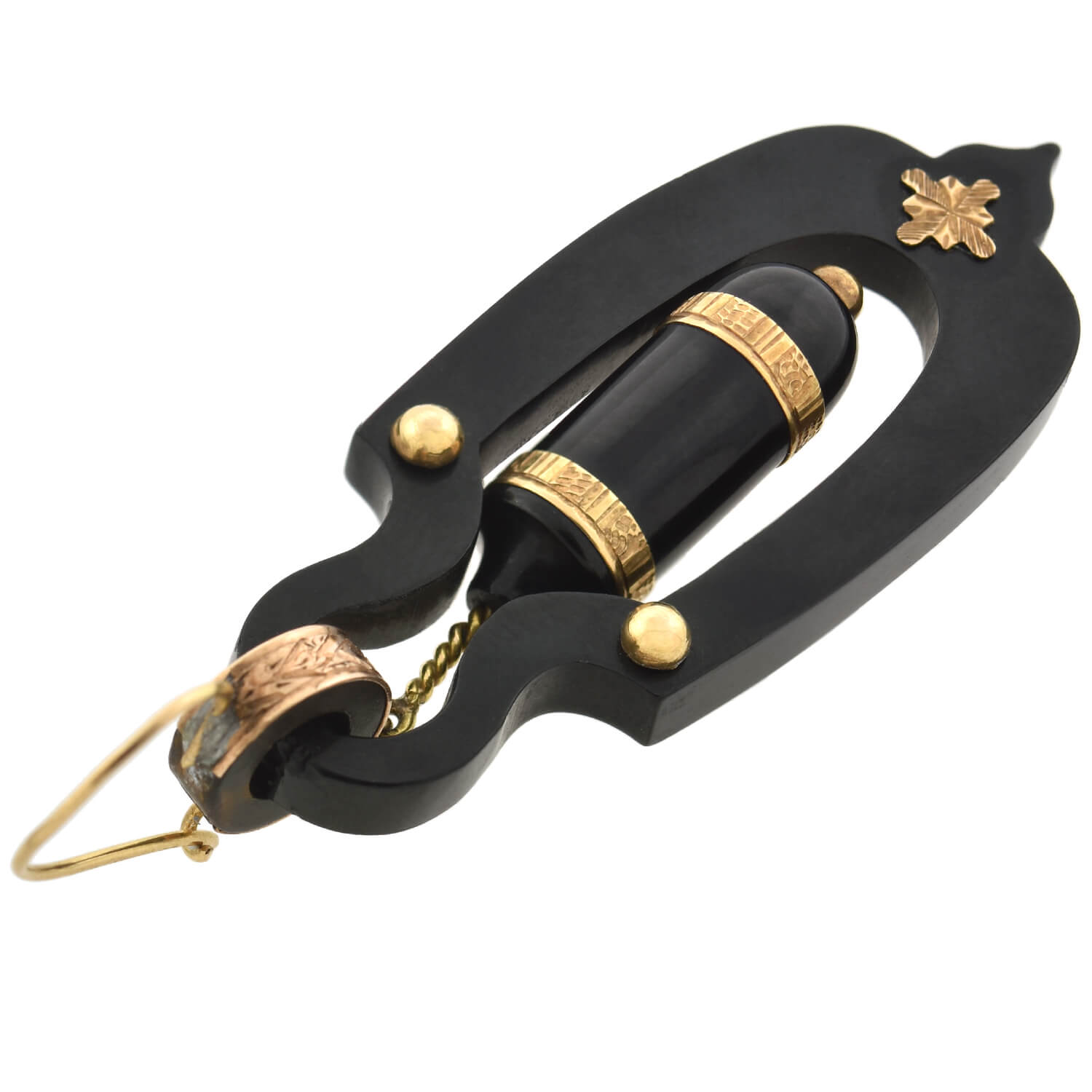 Victorian 18kt Large Hand-Carved Jet Urn Earrings