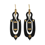 Victorian 18kt Large Hand-Carved Jet Urn Earrings