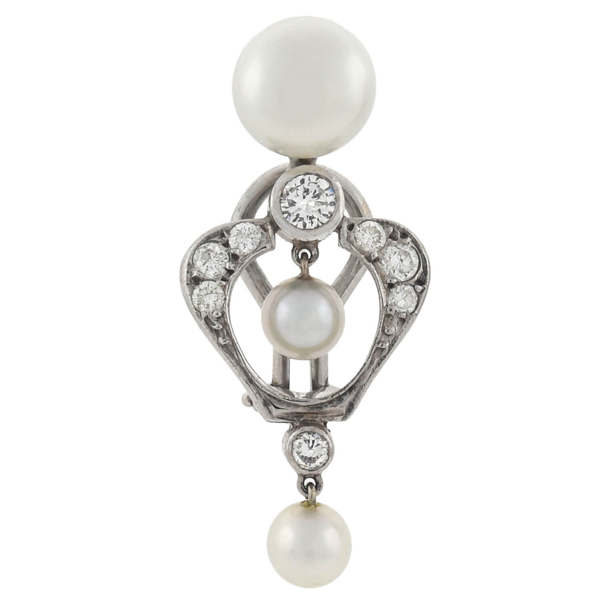 Vintage 14kt Gold Diamond + Pearl Earrings