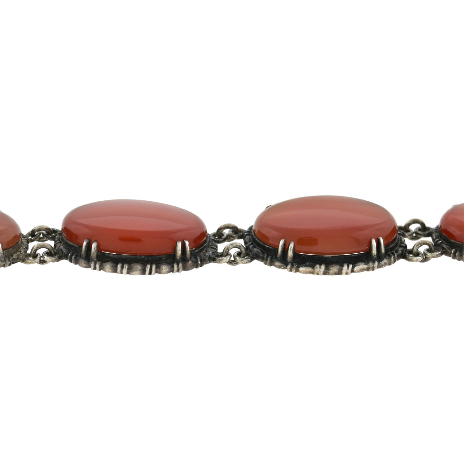 WACHENHEIMER Art Deco Sterling Carnelian Link Bracelet