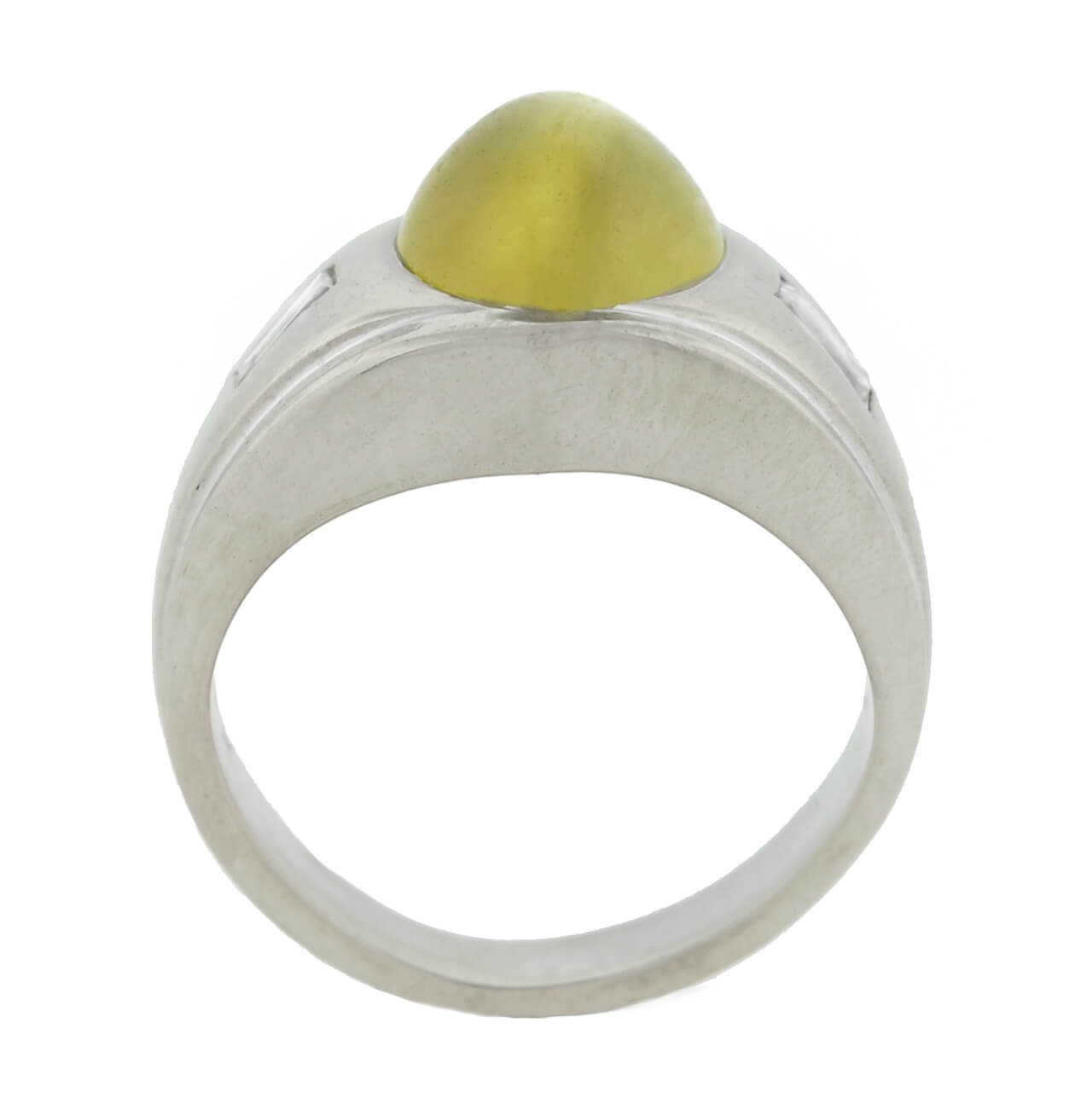 Edwardian 14kt Cat's Eye Chrysoberyl + Diamond Ring