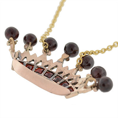 Victorian Gold Filled Bohemian Garnet Crown Necklace