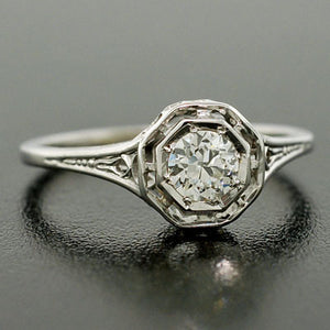 Art Deco 18kt Diamond Engagement Ring .27ct