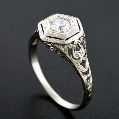 Art Deco 18kt Diamond Engagement Ring .31ct