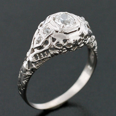 Art Deco 18kt Diamond Engagement Ring .26ct