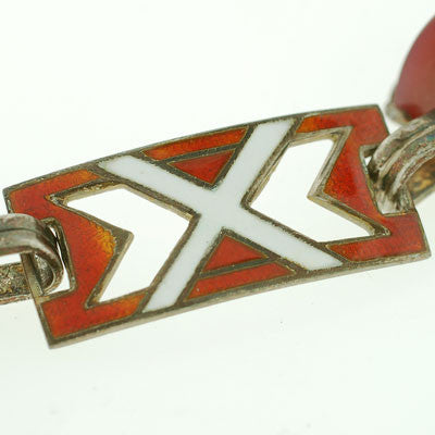 Art Deco Sterling Enamel & Carnelian Bracelet