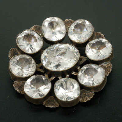 Victorian Large Sterling & French Paste Cluster Pin