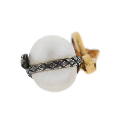 Victorian 14kt & Sterling Pearl Snake Charm