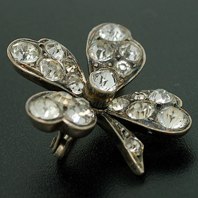 Victorian Sterling & Four Leaf Clover French Paste Pin