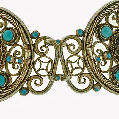 Arts & Crafts Sterling & Persian Turquoise Bracelet