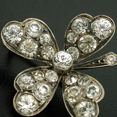 Victorian Sterling & Four Leaf Clover French Paste Pin