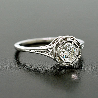 Art Deco 18kt Diamond Engagement Ring .27ct