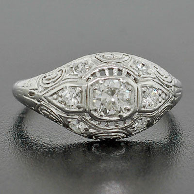 Art Deco 18kt Diamond Engagement Ring .50ct