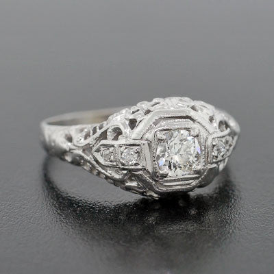 Art Deco 18kt Diamond Engagement Ring .26ct