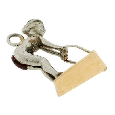 Art Deco Platinum, Gold, Citrine & Garnet Surfer Charm