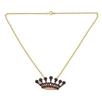 Victorian Gold Filled Bohemian Garnet Crown Necklace