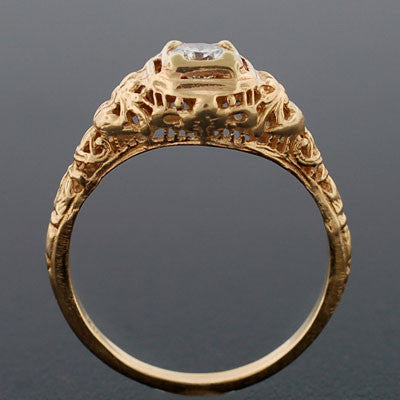 Art Deco 14kt Yellow Gold Diamond Engagement Ring .35ct