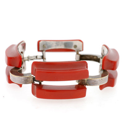 Art Deco Bakelite & Chrome Large Link Bracelet