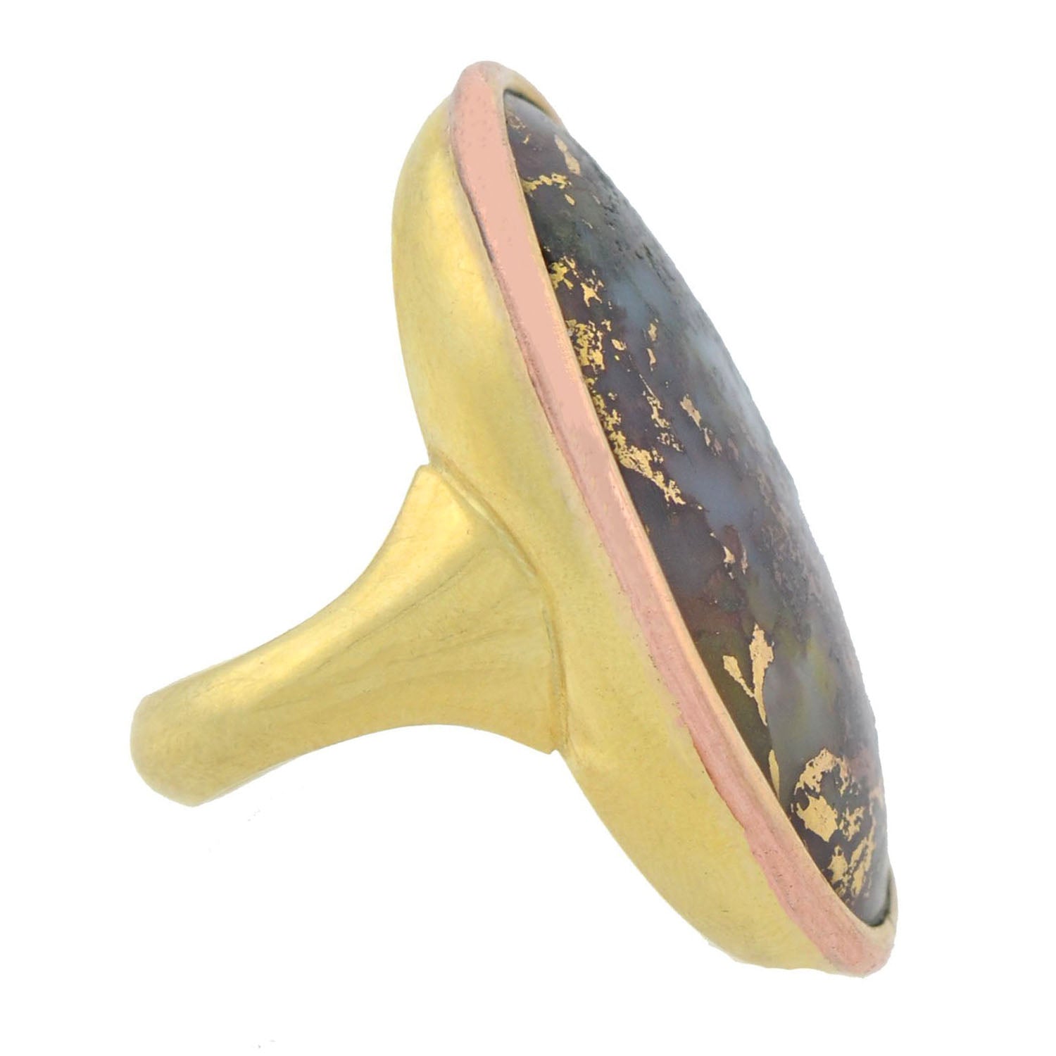 Victorian 18kt Huge Gold in Quartz Statement Ring