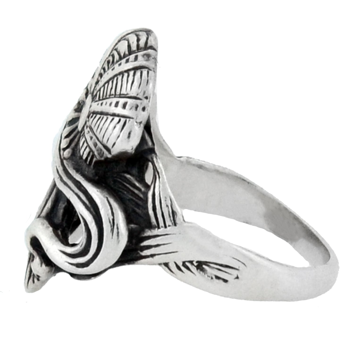 Art Nouveau Style Sterling Silver Lady in Profile Ring