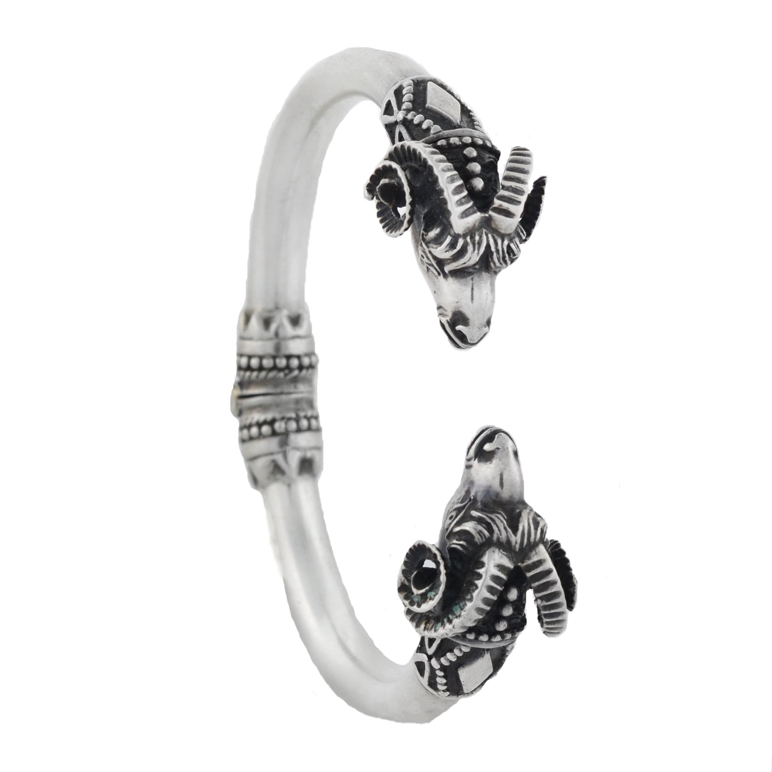 Retro Sterling Silver Ram's Head Bangle Bracelet