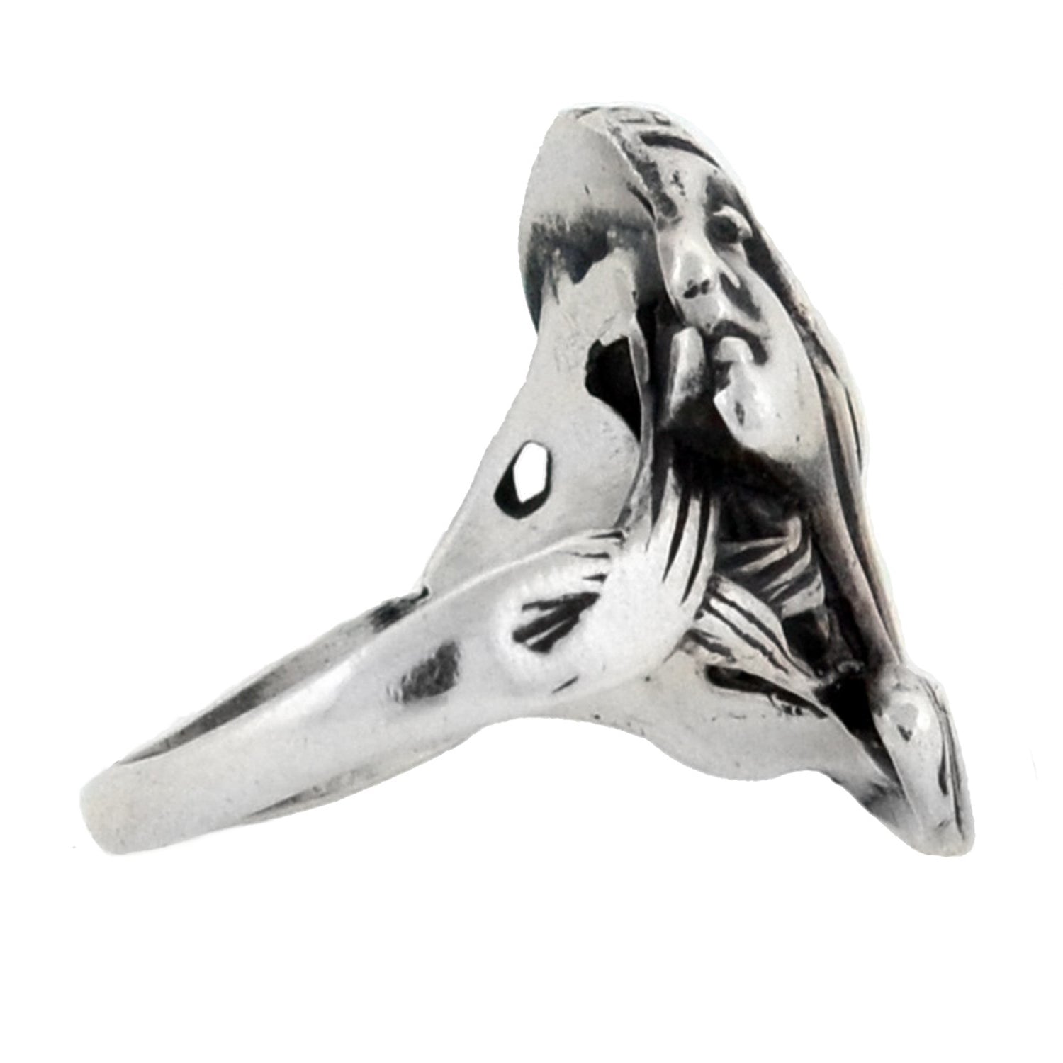 Art Nouveau Style Sterling Silver Lady in Profile Ring